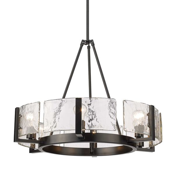 Aenon Matte Black with Hammered Water Glass Six-Light Chandelier, image 3
